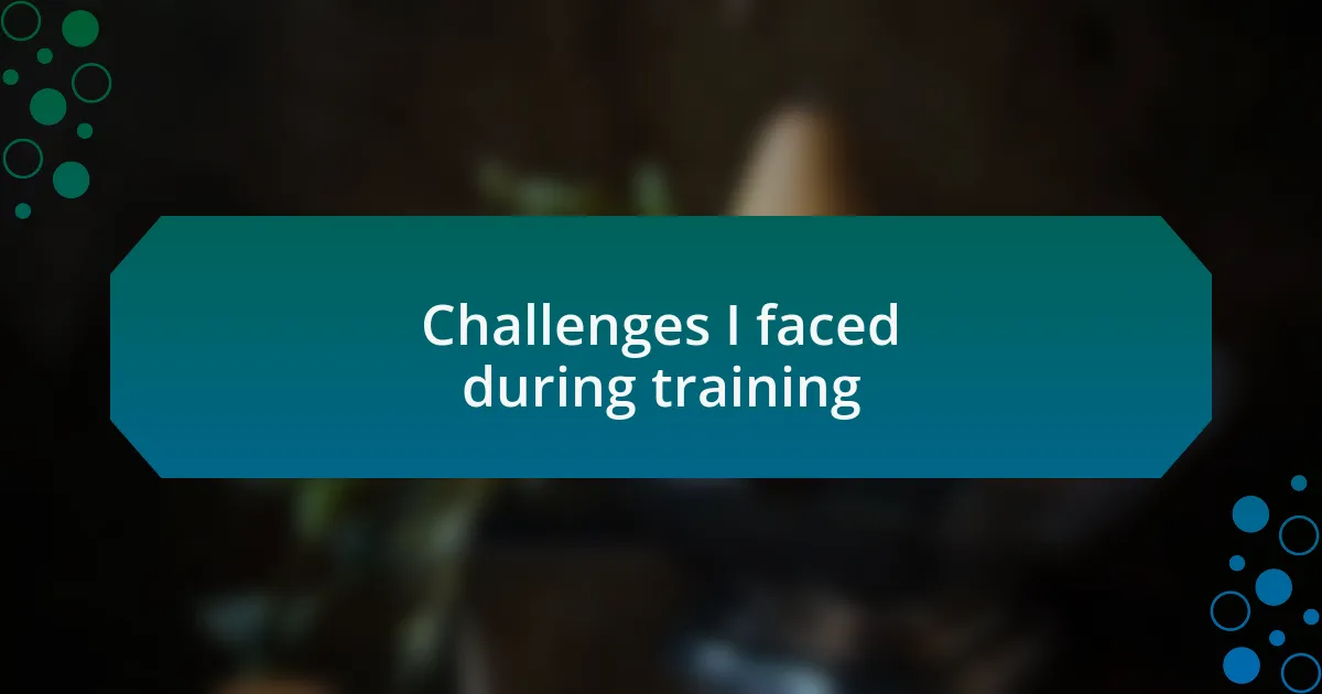 Challenges I faced during training
