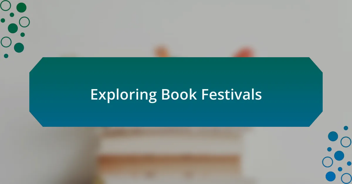 Exploring Book Festivals
