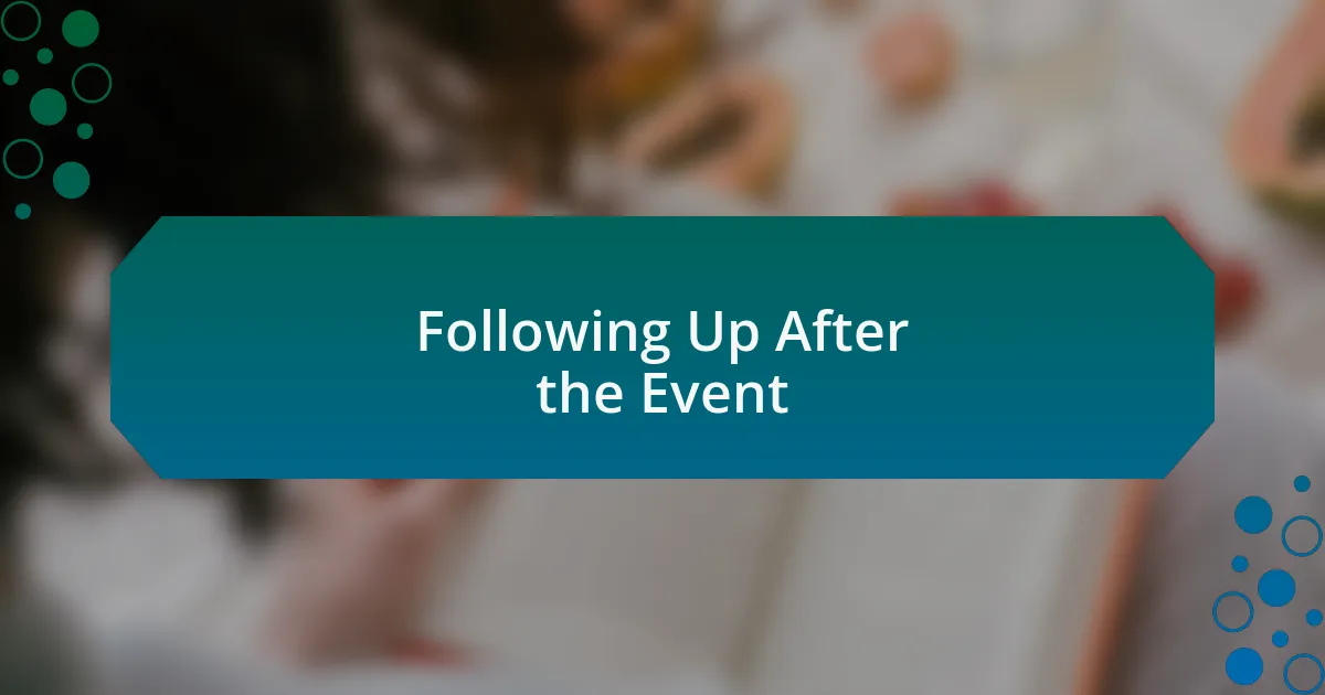 Following Up After the Event