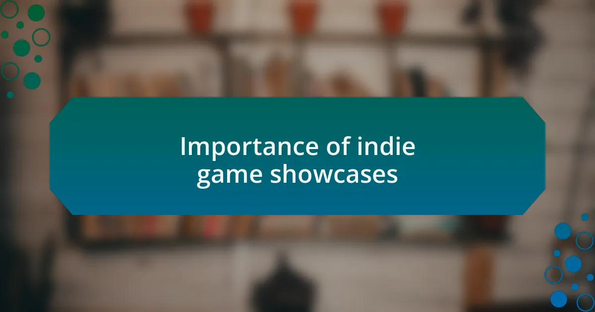Importance of indie game showcases