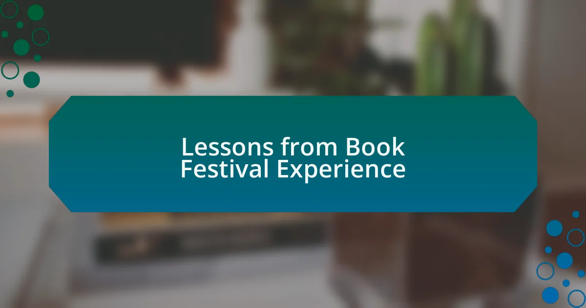 Lessons from Book Festival Experience