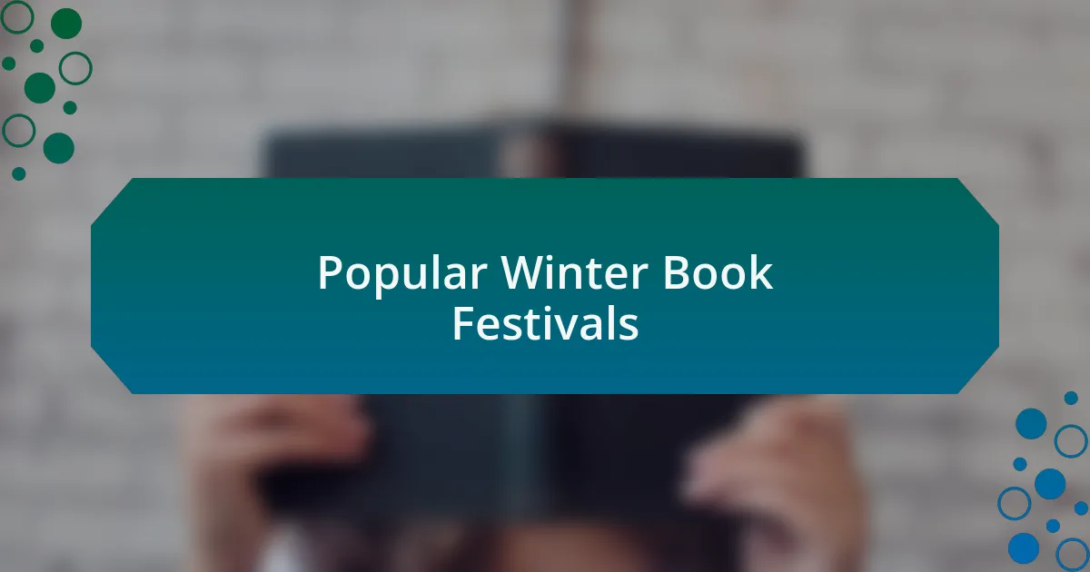 Popular Winter Book Festivals